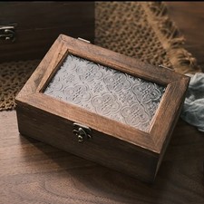 Holzkiste mit Glas Deckel Schmuckkasten Schatulle Truhe Holzbox Aufbewahrung