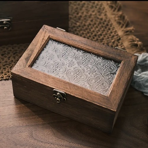 Holzkiste mit glas - mit, deckel