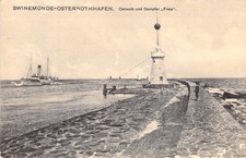 Swinemünde-Osternothafen (Westpommern) Ostmole u.Dampfer "Freia" gel.1912