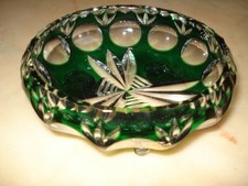wunderschöne Schale Nachtmann  Bamberg grün Überfangglas Bleikristall vintage