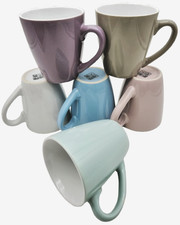 Kaffeetassen bunt Keramik Kaffeebecher Kaffee Tassen Henkel 6er Set einfarbig