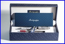 MONTEGRAPPA Kugelschreiber in GRAU marmoriert & Silber NOS mit OVP