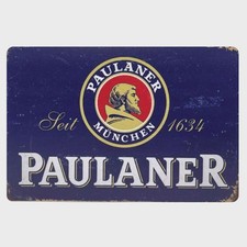 Blechschild Paulaner Bier Reklame Vintage Retro Metallschild TEL3856