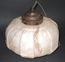Lampenschirm Deckenlampe Art Deco Opal Glas marmoriert 26cm Antik 20/30er Jahre