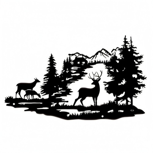 Hirschsilhouette wandbild - hirschsilhouette,