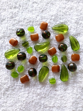 Glasperlen Mix Grün Kupfer