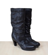 schwarze Andrea Sabatini High-Heel Stiefel Gr. 41 Echtleder m. Raffungen