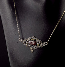 Kette Silber 925 rot Farbstein