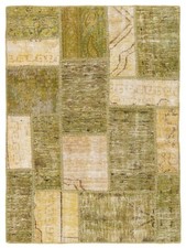 Handgewebter Patchwork Perserteppich 127x94 cm - Orient,Teppich,Rug,Vintage,grün