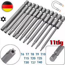 11x Torx Bit Set T6-T40 100mm Lang Magnetisch mit Stirnloch Schraubendreher Satz