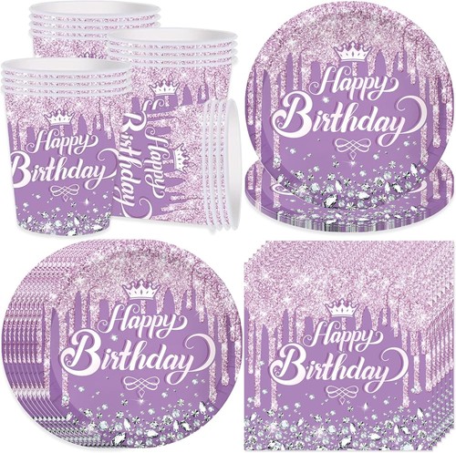 Lila diamant partygeschirr - lila,
