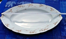 antike Porzellan Golddekor signiert Servierplatte Gänse Platte groß oval 49 x 32