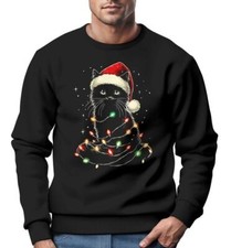 Sweatshirt Herren Weihnachtspullover Katze Weihnachten Lustig Weihnachtsoutfit