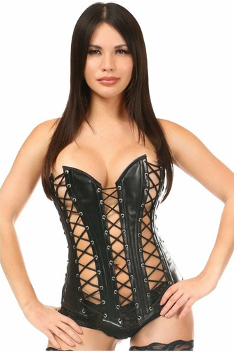 Black faux leather lace - leather, lace-up
