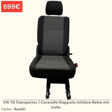 VW T5 T6 T6.1 Sitz Caravelle Einzelsitz Klappsitz mittlere Reihe rechts Austin