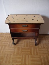 50er 60er ZEITUNGSSTÄNDER Tisch aus HOLZ + Mosaik Stil Platte Beistelltisch