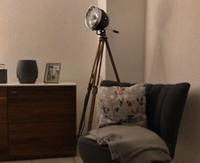 Retro Stehlampe Mit Motorradscheinwerfer (BMW R25/26, Dnepr, Ural)