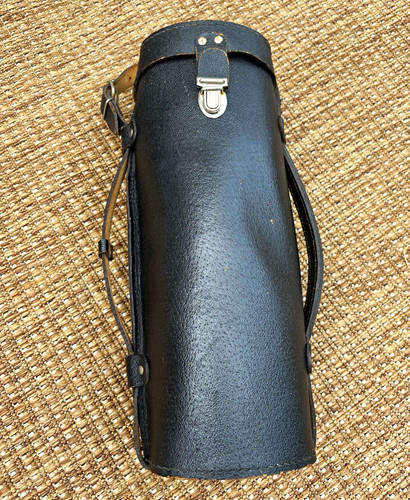 Schwarze leder objektivtasche - schwarze, leder-objektivtasche