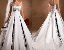Brautkleid/Hochzeitskleid schwarz/weiß Gr 48
