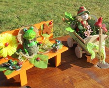 2er-Set Figur Handwagen Bank