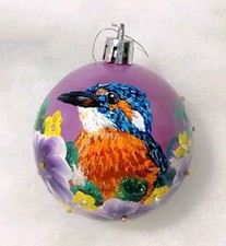 Baumkugel Eisvogel, Weihnachtskugel, Kunststoff, handbemalt, Christbaumkugel
