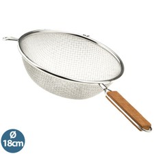 Abtropfsieb Seiher Nudelsieb Küchensieb 18cm Edelstahl rostfrei mir Holzgriff