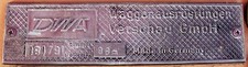 Waggonschild Builders Plate Waggonausrüstung Vetschau GmbH 181/91