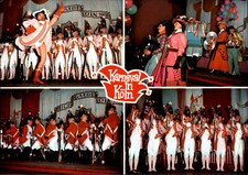 KÖLN Karneval Mehrbild-AK Negerköpp, Prinzengarde, Mariechen-Tanz, Fanfarenzug