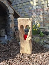 Windlicht 50c Altholz Laterne Eichenbalken Stele 50cm Holzbalken Skulptur Lampe 