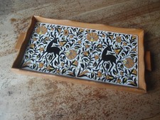 DESIGNER TABLETT MIT HANDBEMALTEN KACHELN 60er JAHRE