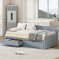 Funktionsbett 90/180x190 Bett Ausziehbett Bettgestell Kinderbett Kojenbett Grau