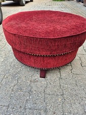 Hocker Ottomane Couch Sessel Stoff rot Art SAMT sehr angenehm top 83 cm Durchm.