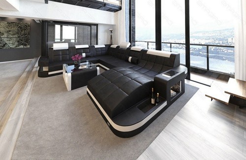 Wohnlandschaft leder sofa led - wohnlandschaft,
