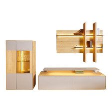 Hartmann Wohnwand 2001 Kerneiche Natur Gebürstet Absetzungen Mattglas 