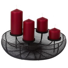 BURI Adventskranz schwarz 4 Kerzen Weihnachtskranz Kränze Dekoration Gesteck Set