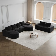 Chenille-Sofa mit gebogenen