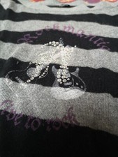 Anastacia S. Oliver Damen Pullover Gr  XS 34 grau schwarz Angora Kaschmir Strass