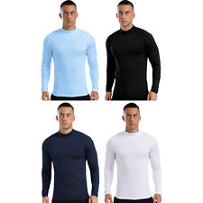 Herren Bluse Langarm Shirts Fitness Tops Radfahren T-Shirt Mock Neck Workout
