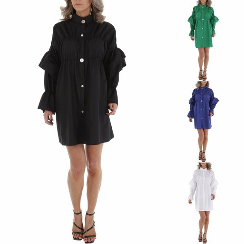 Damen rüschen knöpfe kleid - rüschen,