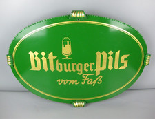 Werbeschild BITBURGER PILS VOM FASS Metallschild massiv oval 61x42,5cm 70er 80er
