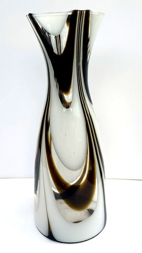 Bodenvase weiß braun vintage - bodenvase,