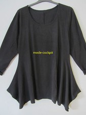 BORIS INDUSTRIES Lagenlook Zipfel Tunika Long Shirt Gr. 48 (5) Baumwolle schwarz