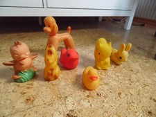Konvolut DDR Spielzeug Tier Tiere Gummi Plastik Figur Quietschfigur 1960