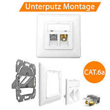 Cat.6A Netzwerkdose mit Keystone Jack Modul 10Gbit RJ45 LAN + TV SAT F-Antenne