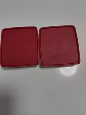Tupperware 2 x A45 Mini-Box Vorratsdose 670 / 671 rot-weiß Gefrierbehälter gebra