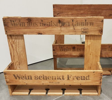Design-Wein-Wandregal "Wein aus deutschen Landen" für 4 Fl. & Gläser Handarbeit