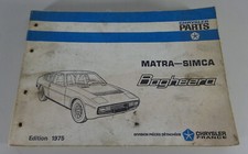 Teilekatalog / Ersatzteilliste Simca Matra Bagheera, Stand 1975