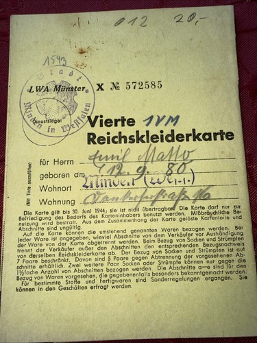 Vierte reichskleiderkarte lwa - reichskleiderkarte,