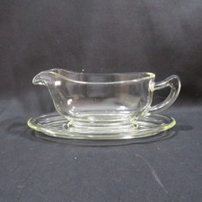 Vintage Pyrex Klarglas Sauciere mit Unterteller