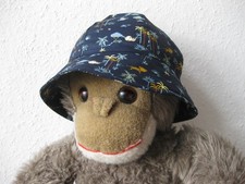 Bio Sonnenhut, Faultier, Affe, Leopard, Gr. 49-50, blau, Kind, handgefertigt,Neu